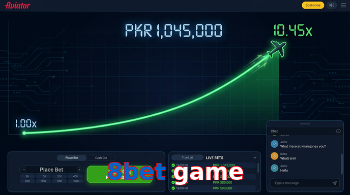 Main screen of 8Bet Game aviator page for PK players