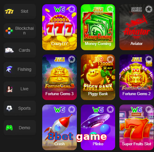 Main screen of 8Bet Game game page for PK players
