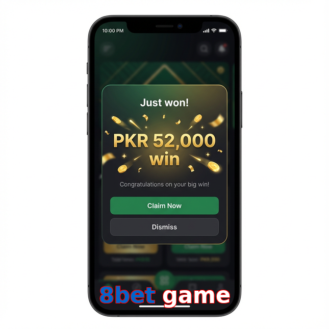 Main screen of 8Bet Game win page for PK players